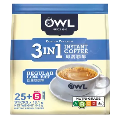 Owl 3In1 Regular Low Fat Coffee 543g
