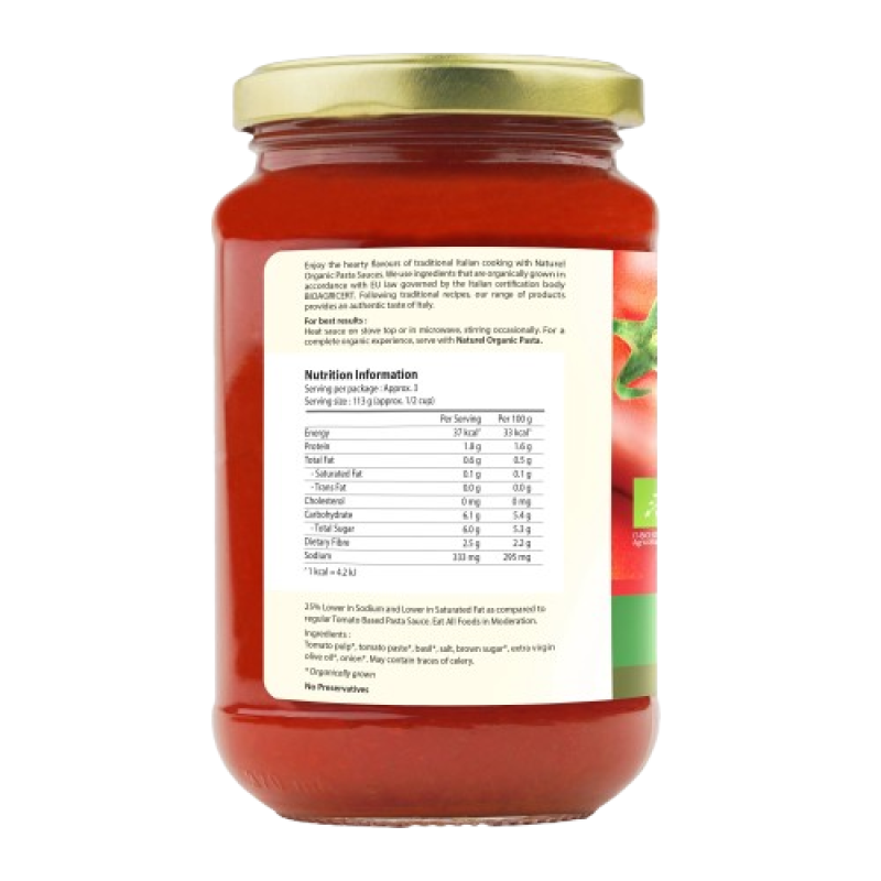 Naturel Organic Pasta Sauce - Tomato and Basil