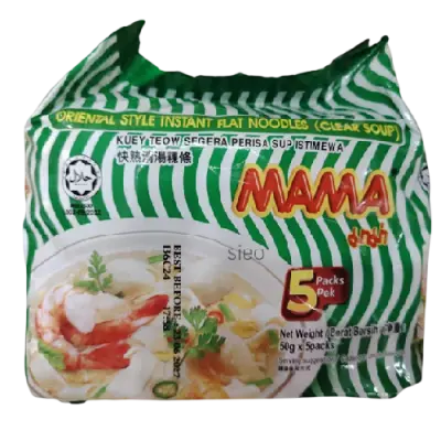 Mama Oriental Style Instant Flat Noodles Clear Soup 5 Packs 250g