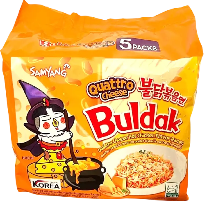 Samyang Buldak Quattro Cheese Spicy Chicken Ramen (Stir-Fried Noodle)145g x 5Pks