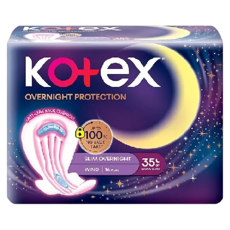 Kotex Soft & Smooth Overnight Slim Pad 35Cm 360° Protection Wing (For Heavy Flow) 16S