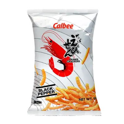 Calbee Prawn Crackers black pepper
