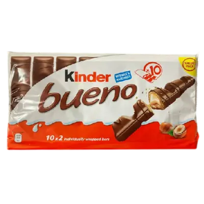 KINDER BUENO 10PCS OF 2 INDIVIDUALLY WRAPPED BARS 430GM