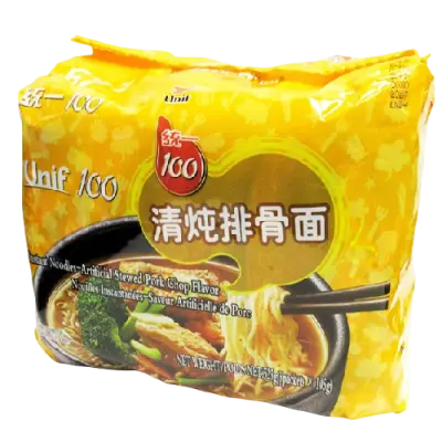 Unif 100 Instant Noodles Artificial Pork Chop Flavor 5 X 105g