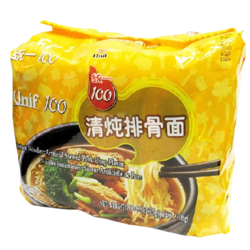 Unif 100 Instant Noodles Artificial Pork Chop Flavor 5 X 105g