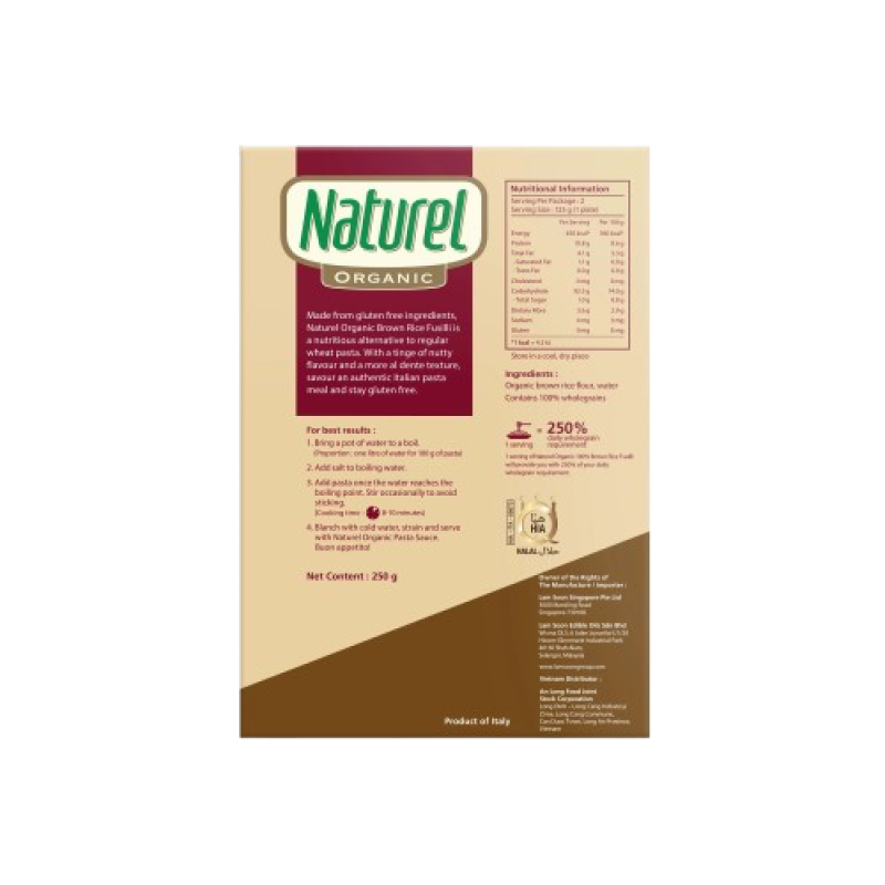 Naturel Organic Brown Rice Fusilli Pasta