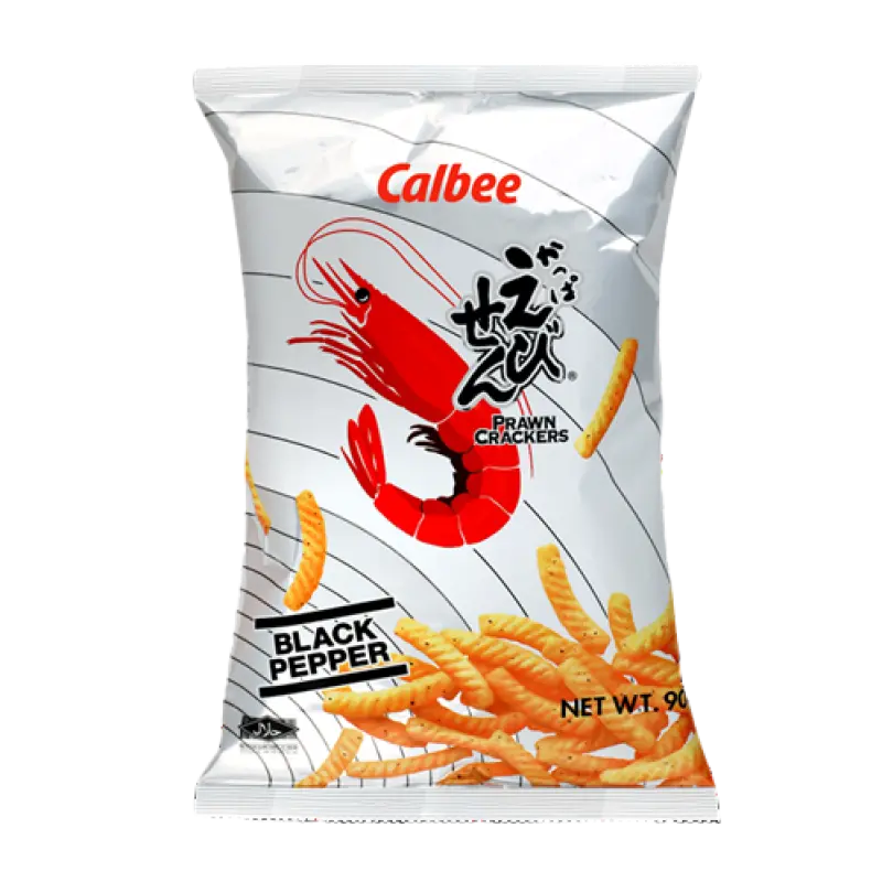 Calbee Prawn Crackers black pepper